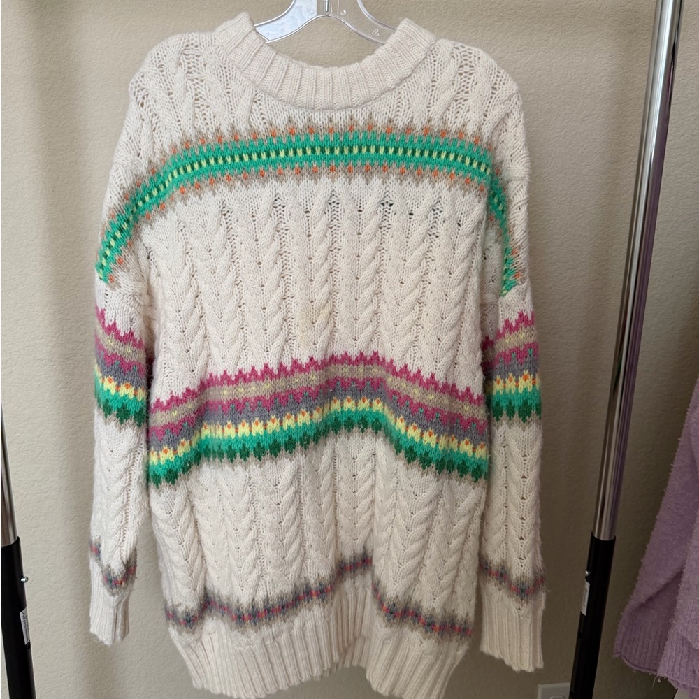 American Eagle Cable Knit Fair-Isle Sweater
